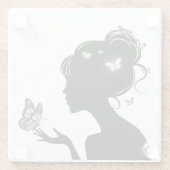 Dessous-de-verre En Verre femme papillons blancs ガラスコースター (裏面)