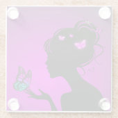 Dessous-de-verre En Verre femme papillons violets ガラスコースター (裏面)