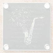 Dessous-de-verre En Verre Saxophone argenté ガラスコースター (裏面)
