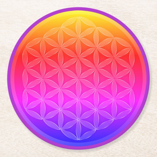 Dessous-de-verre Fleur de Vie ラウンドペーパーコースター (正面)