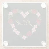 Dessous de verre noir avec un cœur rose et rouge ガラスコースター (裏面)