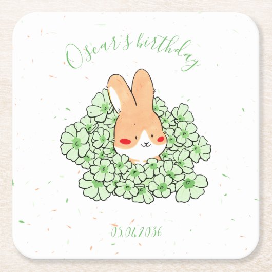 Dessous de verre papier personnalisé Lapin スクエアペーパーコースター (正面)