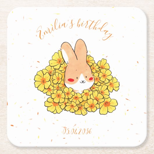 Dessous de verre papier personnalisé Lapin スクエアペーパーコースター (正面)