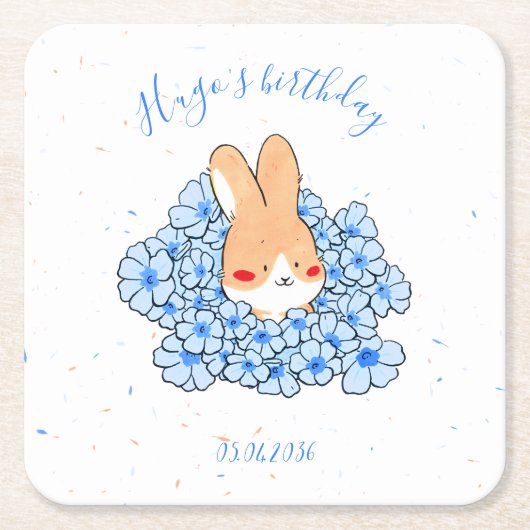 Dessous de verre papier personnalisé Lapin スクエアペーパーコースター (正面)