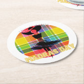 Dessus de verre en papier madras day  ラウンドペーパーコースター (アングル)