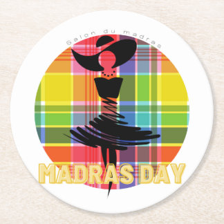Dessus de verre en papier madras day  ラウンドペーパーコースター