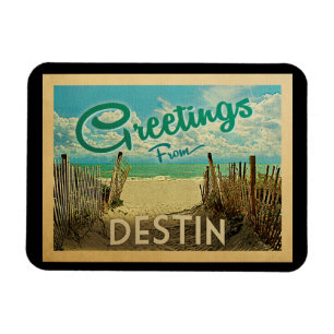 Destinのビーチのヴィンテージ旅行 マグネット