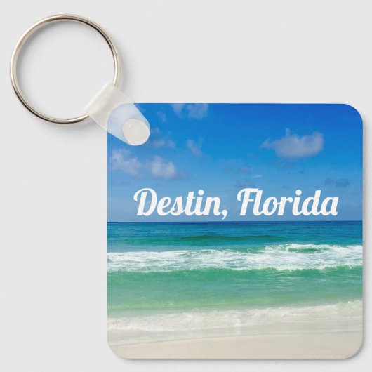 Destin Florida美しいカスタマイズ可能なビーチ写真 キーホルダー (正面)