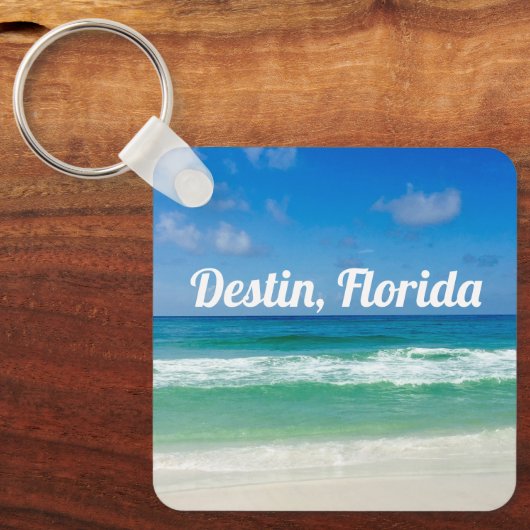 Destin Florida美しいカスタマイズ可能なビーチ写真 キーホルダー (正面)