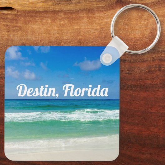 Destin Florida美しいカスタマイズ可能なビーチ写真 キーホルダー (裏面)