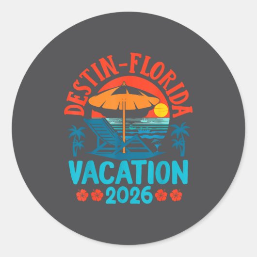 Destin Florida 2026 Family Vacation Beach Summer V ラウンドシール (正面)