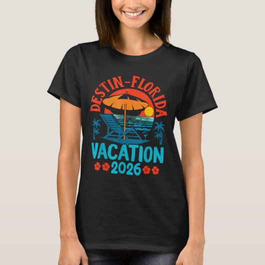 Destin Florida 2026 Family Vacation Beach Summer V Tシャツ (正面)