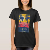 Destin Florida Retro Surfer Beach Sunset Distresse Tシャツ (正面)