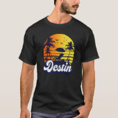 Destin Florida Sunset Beach Retro Premium Tシャツ (正面)
