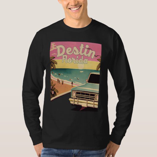 Destin Retro Beach Vacation Graphics Destin Florid Tシャツ (正面)