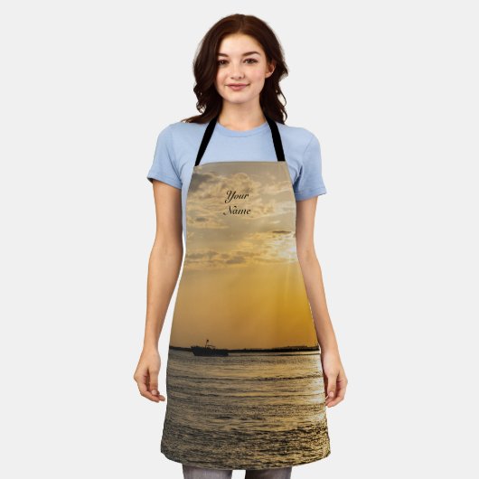 Destin Sunset And Helicopters Apron エプロン (着用した状態)