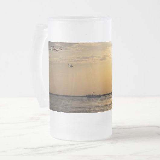 Destin Sunset And Helicopters Frosted Beer Mug フロストグラスビールジョッキ (正面左)