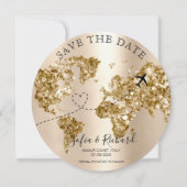 Destination日付を保存するPassport Worldマップの写真 招待状 (正面)