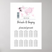 Destination Boarding Pass Wedding Seating Chart ポスター (正面)