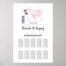 Destination Boarding Pass Wedding Seating Chart ポスター