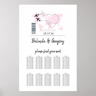 Destination Boarding Pass Wedding Seating Chart ポスター