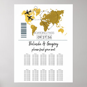 Destination Boarding Pass Wedding Seating Chart ポスター
