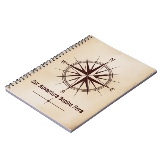 Destination Coordinates Compass | Travel Wedding ノートブック (左側)