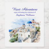 Destination Greece island Retirement Party  ワインラベル (シングルラベル)