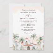 Destination Mexican Tropical Palm QR Code Wedding 招待状 (正面)