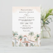 Destination Mexican Tropical Palm QR Code Wedding 招待状 (スタンド正面)