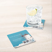 Destination Retirement Party Greek White Blue  スクエアペーパーコースター (インサイチュ)