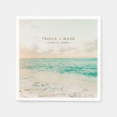 Destination Sunset Beach Wedding スタンダードカクテルナプキン (正面)