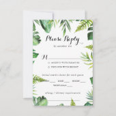 Destination Tropicalの結婚メニュー選択RSVP 出欠カード (正面)