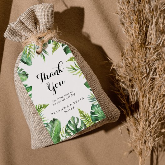 Destination Tropical Greenery結婚's Thank You ギフトタグ