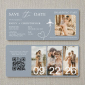 Destination Wedding Blue QR Code Boarding Pass 
