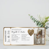 Destination Wedding Boarding Pass Gold Ticket QR 招待状 (スタンド正面)