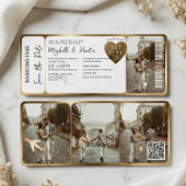 Destination Wedding Boarding Pass Gold Ticket QR 招待状