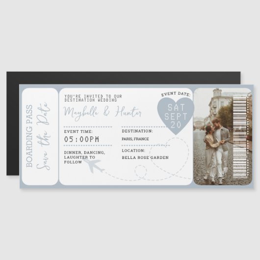 Destination Wedding Boarding Pass Plane Ticket (正面/裏面)