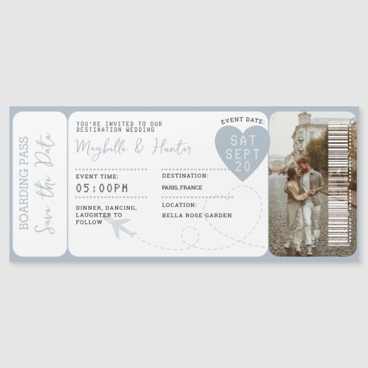 Destination Wedding Boarding Pass Plane Ticket (正面)