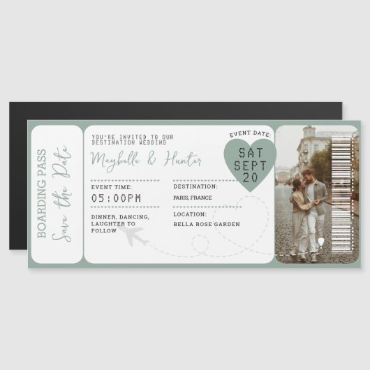  Destination Wedding Boarding Pass Plane Ticket  (正面/裏面)
