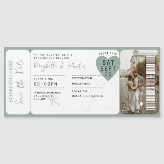 Destination Wedding Boarding Pass Plane Ticket (正面)