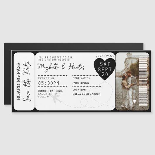 Destination Wedding Boarding Pass Ticket QR Code (正面/裏面)
