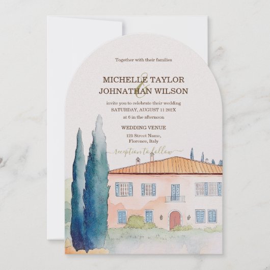 Destination Wedding Italy Tuscany Florence 招待状 (正面)