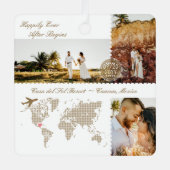Destination Wedding Map Pin Photo Collage Keepsake メタルオーナメント (正面)