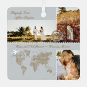 Destination Wedding Map Pin Photo Collage Keepsake メタルオーナメント (正面)