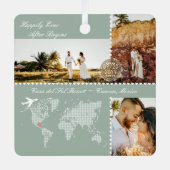 Destination Wedding Map Pin Photo Collage Keepsake メタルオーナメント (正面)