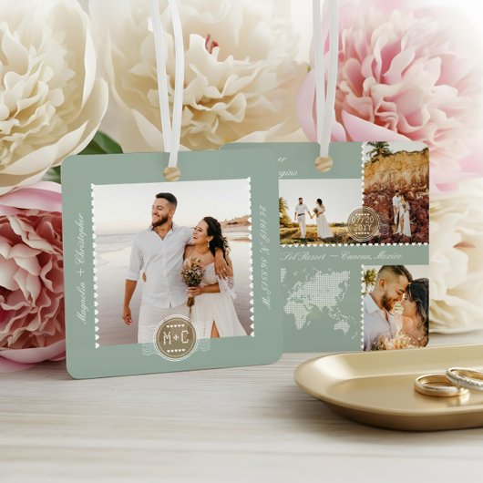 Destination Wedding Map Pin Photo Collage Keepsake メタルオーナメント