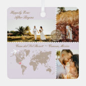 Destination Wedding Map Pin Photo Collage Keepsake メタルオーナメント (正面)