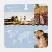 Destination Wedding Map Pin Photo Collage Keepsake メタルオーナメント (正面)