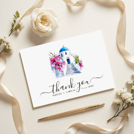 Destination Wedding Modern Bougainvillea Blue Dome サンキューカード